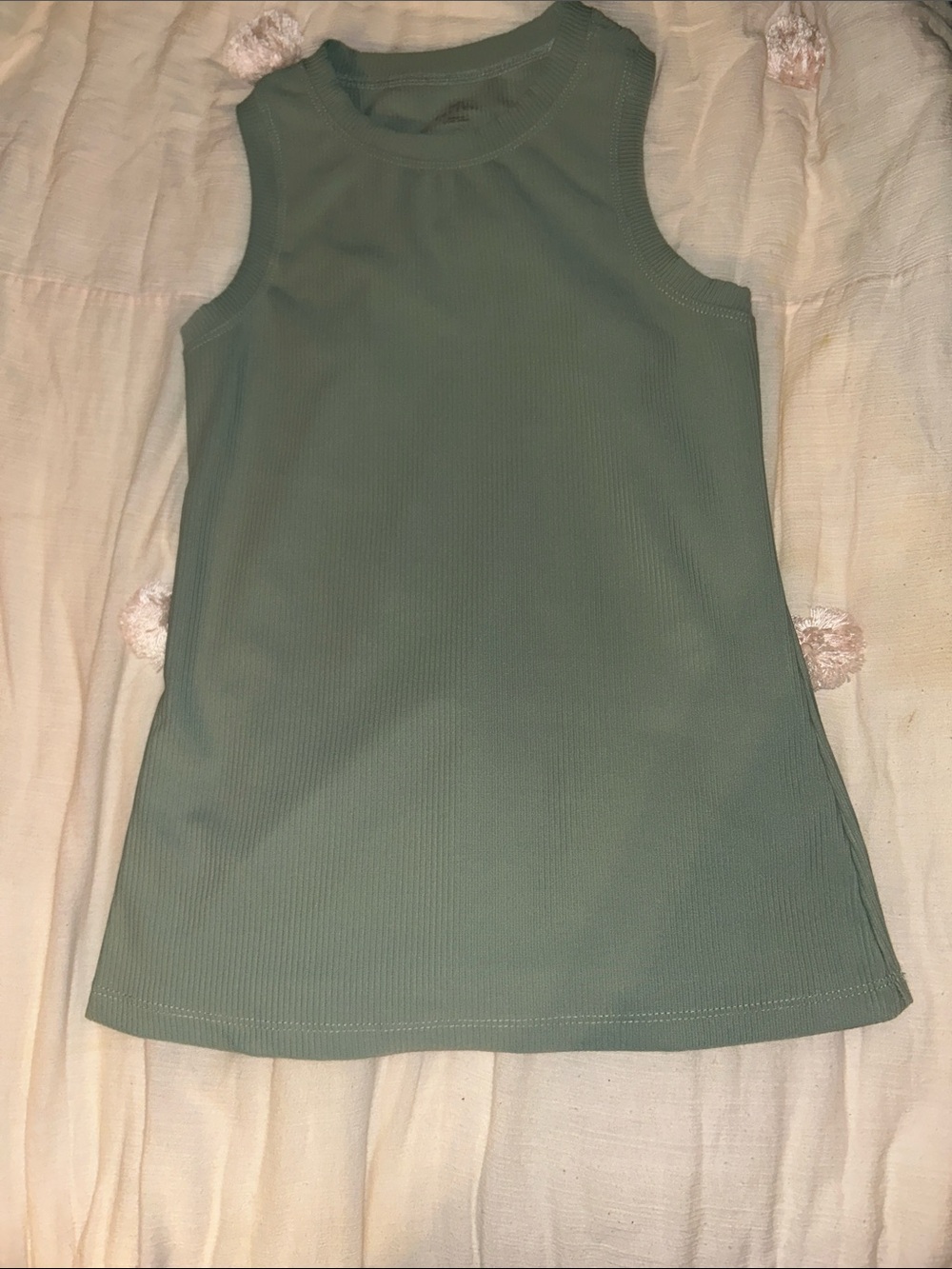 Sleeveless Ribbed Tank Top in Sage Green